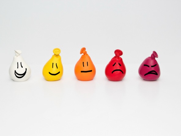 Different emotions drawn on balloons